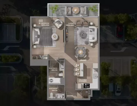 Floor plan, 1 Bed, 880 sq ft