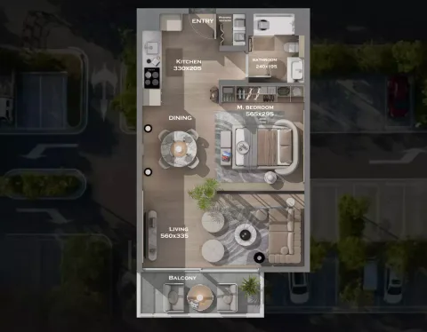 Floor plan, 1 Bed, 630 sq ft