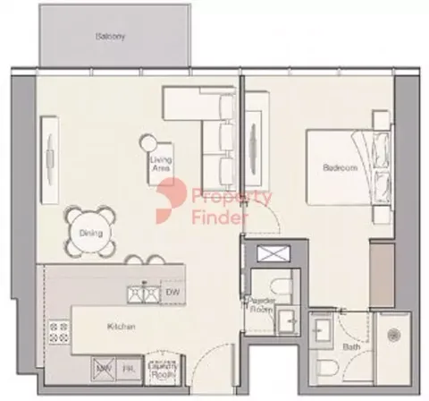 Floor plan, 1 Bed, 819 sq ft
