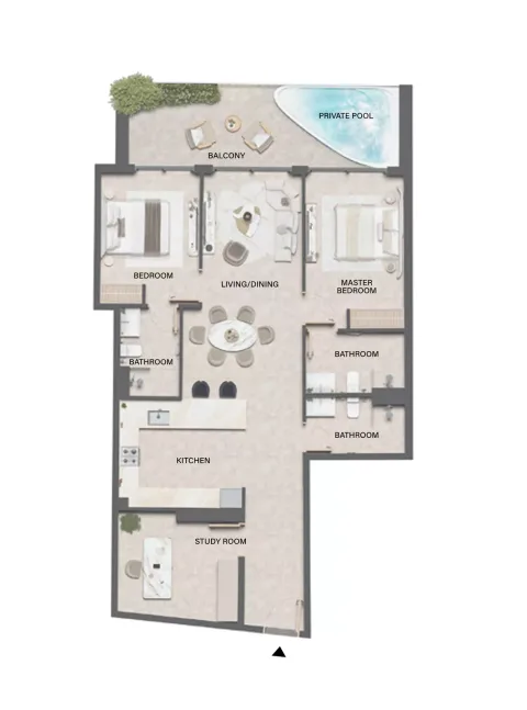 Floor plan, 2 Beds, 1,420 sq ft