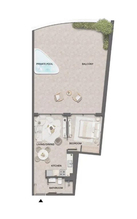 Floor plan, 1 Bed, 1,086 sq ft