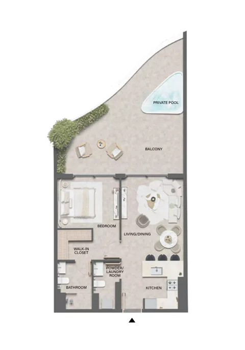 Floor plan, 1 Bed, 1,005 sq ft
