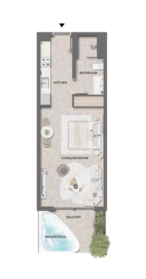 Floor plan, Studio, 544 sq ft