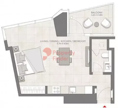 Floor plan, Studio, 514 sq ft
