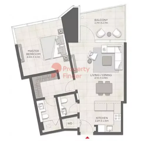 Floor plan, 1 Bed, 872 sq ft