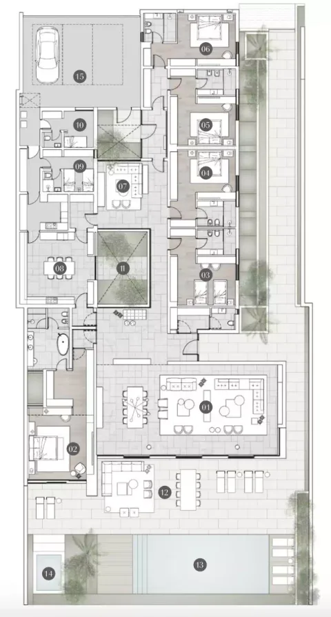 Floor plan, 5 Beds, 7,338 sq ft