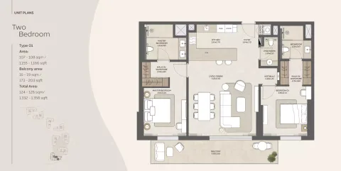 Floor plan, 2 Beds, 1,358 sq ft