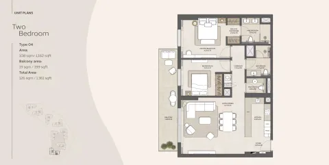 Floor plan, 2 Beds, 1,361 sq ft