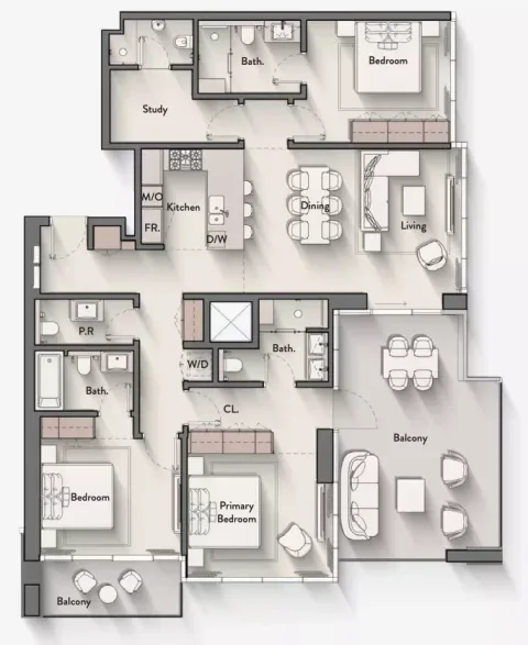 Floor plan, 3 Beds, 1,864 sq ft