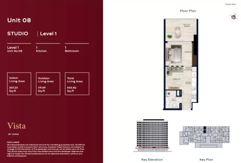 Floor plan, Studio, 456 sq ft