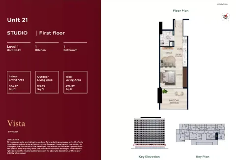 Floor plan, Studio, 494 sq ft