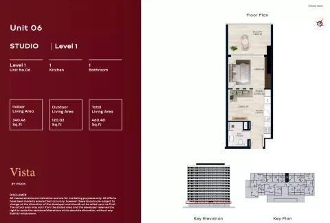 Floor plan, Studio, 460 sq ft
