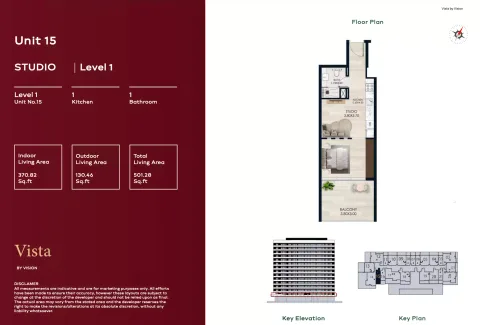 Floor plan, Studio, 501 sq ft