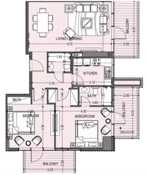 Floor plan, 2 Beds, 0 sq ft