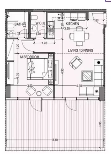 Floor plan, 1 Bed, 0 sq ft