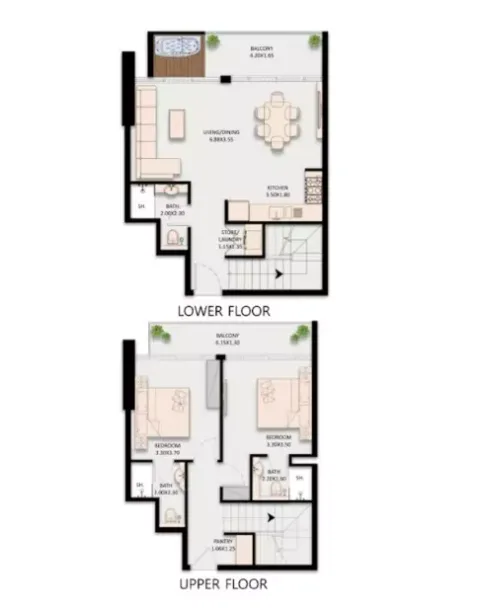 Floor plan, 2 Beds, 0 sq ft
