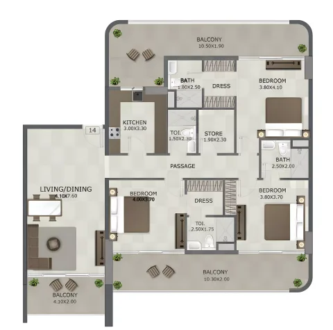 Floor plan, 3 Beds, 0 sq ft