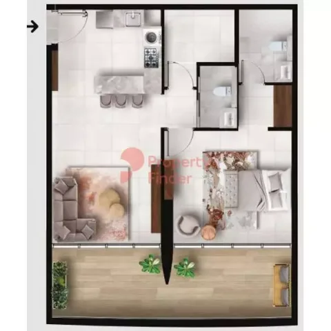 Floor plan, 1 Bed, 0 sq ft
