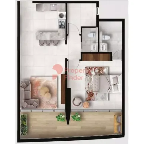 Floor plan, 1 Bed, 0 sq ft