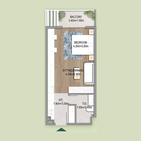 Floor plan, Studio, 427 sq ft