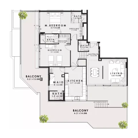 Floor plan, 2 Beds, 3,003 sq ft