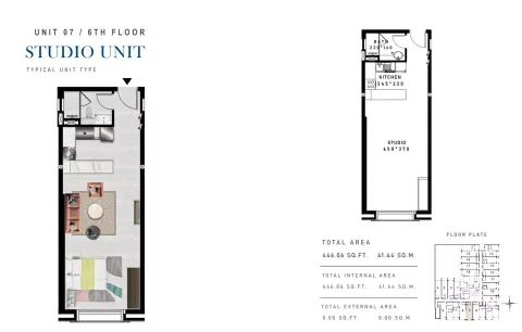 Floor plan, Studio, 446 sq ft