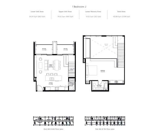 Floor plan, 1 Bed, 1,538 sq ft