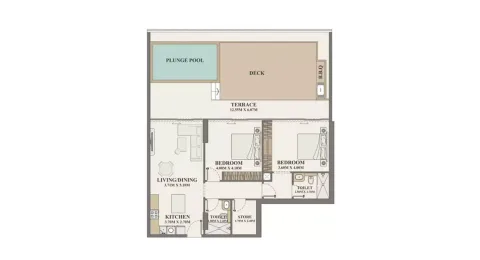 Floor plan, 2 Beds, 1,732 sq ft
