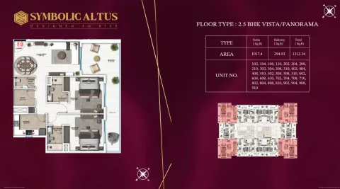 Floor plan, 3 Beds, 1,312 sq ft