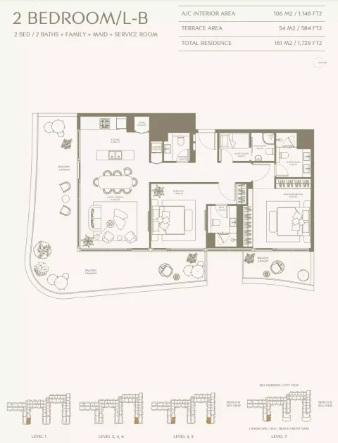 Floor plan, 2 Beds, 1,729 sq ft