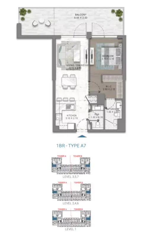 Floor plan, 1 Bed, 0 sq ft