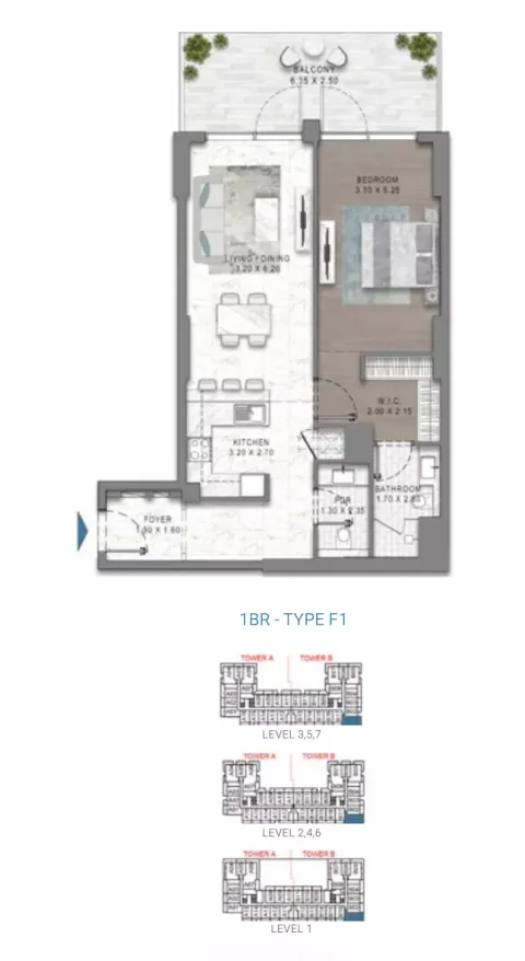 Floor plan, 1 Bed, 0 sq ft