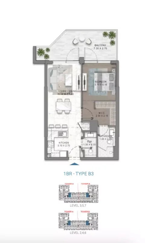 Floor plan, 1 Bed, 0 sq ft