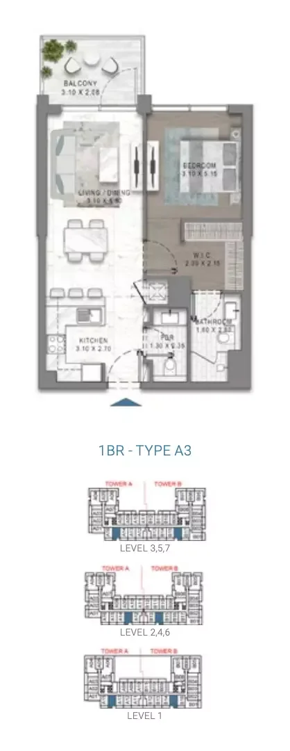 Floor plan, 1 Bed, 0 sq ft
