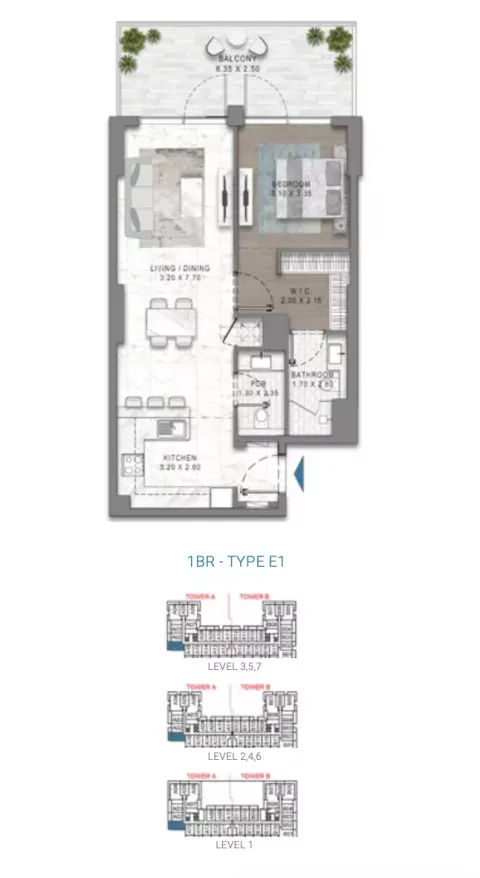 Floor plan, 1 Bed, 0 sq ft