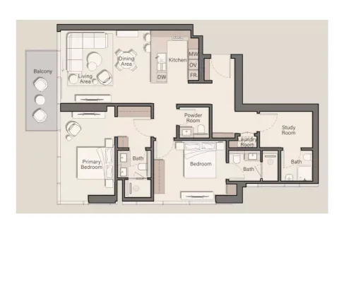 Floor plan, 2 Beds, 1,334 sq ft