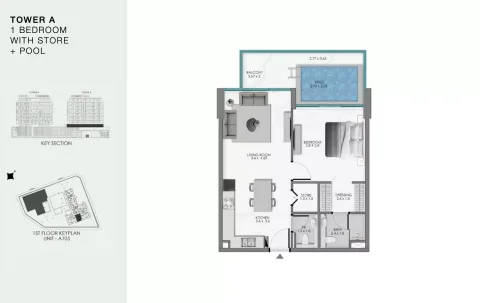 Floor plan, 1 Bed, 853 sq ft