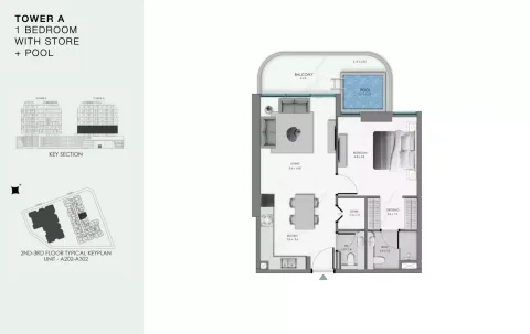 Floor plan, 1 Bed, 1,263 sq ft