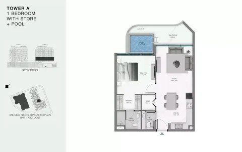 Floor plan, 1 Bed, 823 sq ft