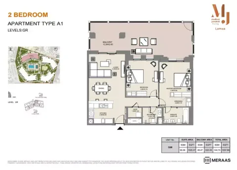 Floor plan, 2 Beds, 1,557 sq ft