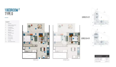 Floor plan, 1 Bed, 619 sq ft