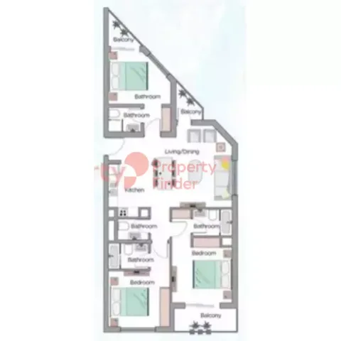 Floor plan, 3 Beds, 1,315 sq ft