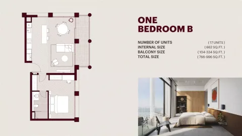 Floor plan, 1 Bed, 766 sq ft