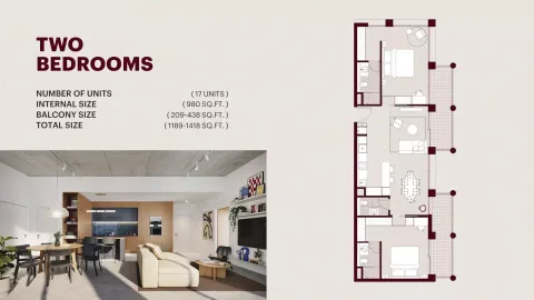 Floor plan, 2 Beds, 1,189 sq ft