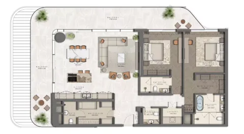 Floor plan, 2 Beds, 2,464 sq ft