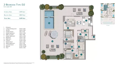 Floor plan, 2 Beds, 3,149 sq ft