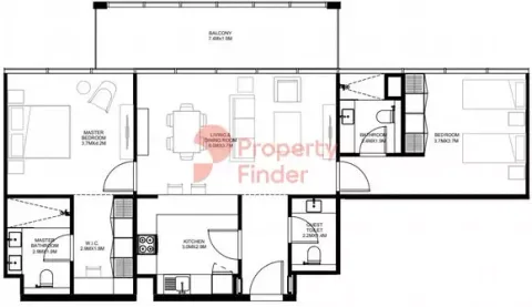 Floor plan, 2 Beds, 1,141 sq ft