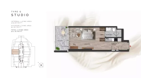 Floor plan, Studio, 511 sq ft