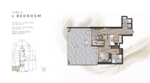 Floor plan, 1 Bed, 1,165 sq ft