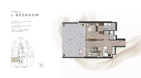Floor plan, 1 Bed, 1,102 sq ft